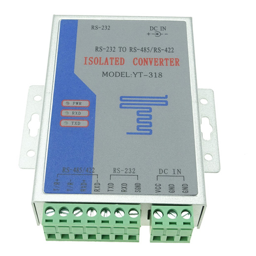 Industrial grade intelligent optical isolated RS232 to 485/422 converter